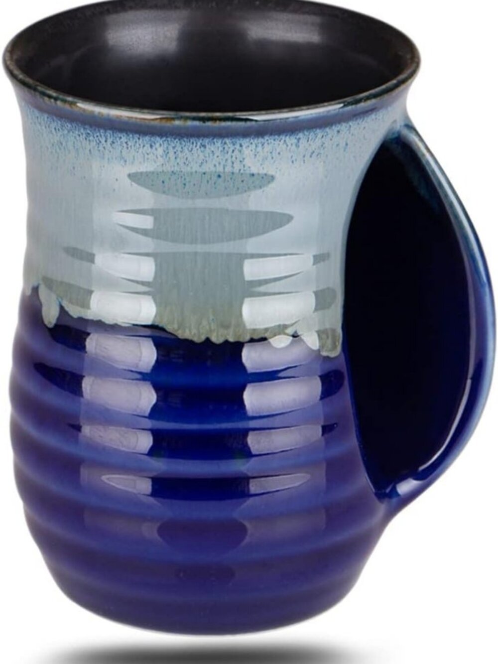 16 oz Reactive Glaze Ceramic Hand Warmer Mug in Blue - Cozy & Stylish Drinkware